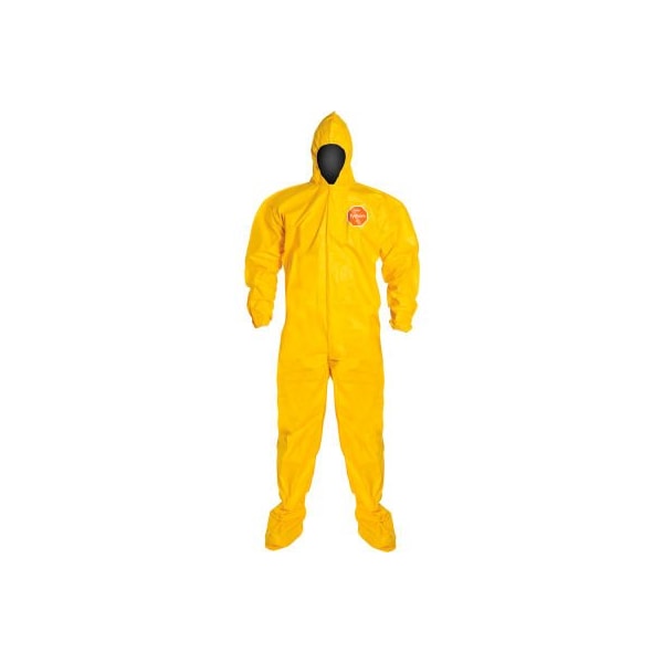 Dupont Standard Fit Hood. Stormflap. Elastic Wrists. Attached Socks. Storm Flap with Adhesive Closure. Yellow. XL QC122BYLXL0012BN - main